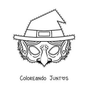 Imagen para colorear de máscara de Halloween de bruja