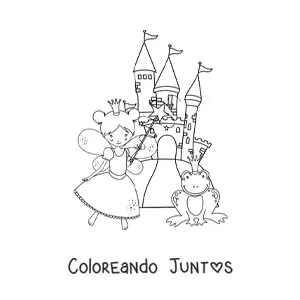 Imagen para colorear de hada madrina mágica en el castillo