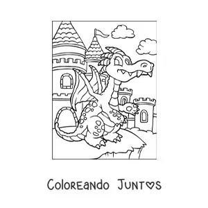 Imagen para colorear de dragón animado grande