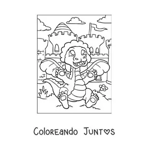 Imagen para colorear de dragón bebé animado