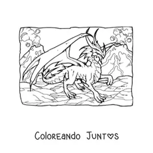 Imagen para colorear de dragón realista aterrador