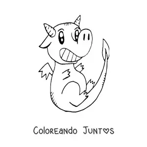Imagen para colorear de pequeño dragón tierno volando