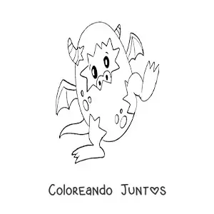 Imagen para colorear de huevo con dragón bebé caminando