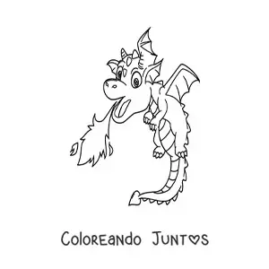 Imagen para colorear de dragón volador lanzando fuego