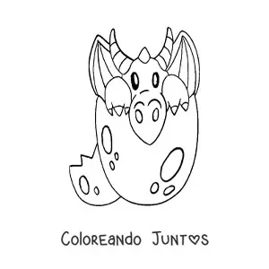 Imagen para colorear de huevo con dragón bebé