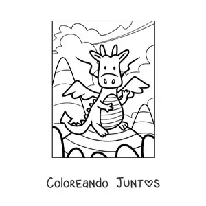 Imagen para colorear de dragón volador animado