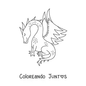 Imagen para colorear de dragón sentado sin fondo