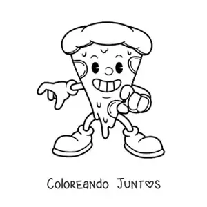 Imagen para colorear de una rebanada de pizza animada