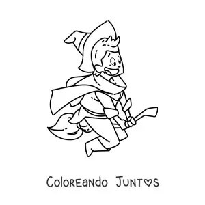 Imagen para colorear de hechicero volando en su escoba