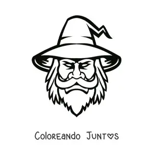 Imagen para colorear de cara de un hechicero malvado