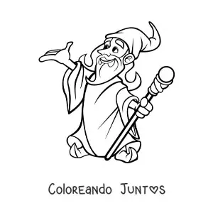 Imagen para colorear de caricatura de un hechicero