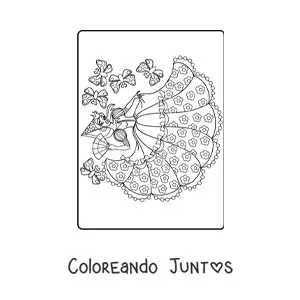 Imagen para colorear de princesa mágica horizontal