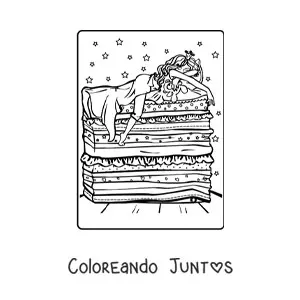 Imagen para colorear de la princesa y el guisante