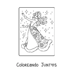 Imagen para colorear de hermosa princesa de las nieves