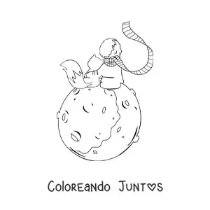 Imagen para colorear de el pequeño principito y el zorro