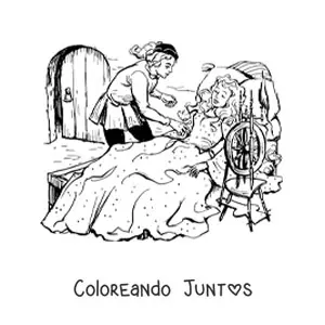Imagen para colorear de la Bella Durmiente y el príncipe