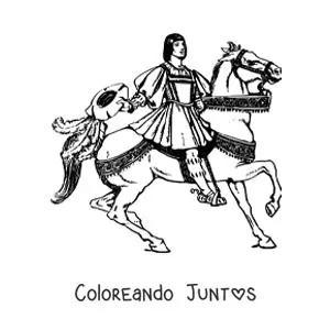 Imagen para colorear de príncipe medieval montando un caballo