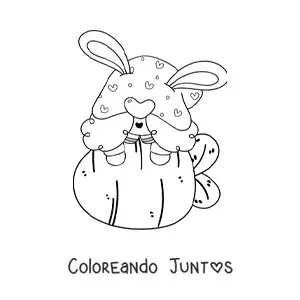 Imagen para colorear de gnomo de Pascua con zanahoria gigante