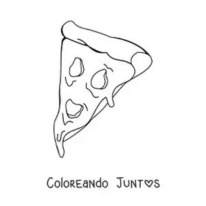 Imagen para colorear de un rebanada de pizza con queso derretido