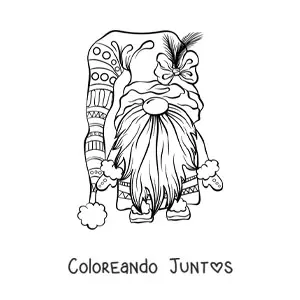 Imagen para colorear de gnomo navideño animado
