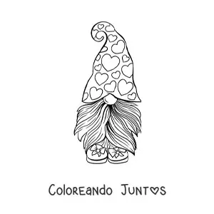 Imagen para colorear de gnomo de San Valentín