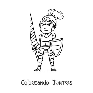 Imagen para colorear de caballero heroico animado