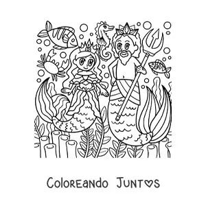Imagen para colorear de Tritón el rey del mar