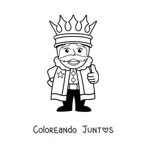 Imagen para colorear de caricatura de un rey sencillo con gran corona