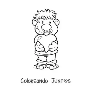 Imagen para colorear de troll animado entregando su corazón