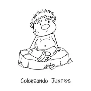 Imagen para colorear de troll animado sentado en una roca