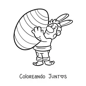 Imagen para colorear de troll animado con huevo de pascua gigante