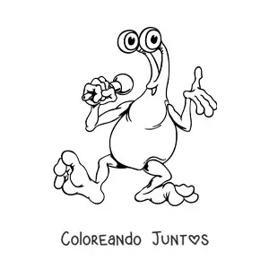 Imagen para colorear de caricatura de un extraterrestre con micrófono