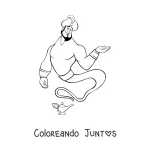 Imagen para colorear de genio de la lámpara mágico