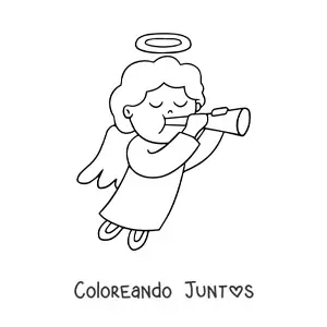 Imagen para colorear de ángel fácil tocando trompeta