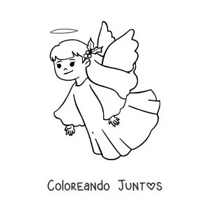 Imagen para colorear de chica ángel de Navidad volando