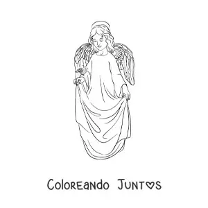 Imagen para colorear de niño ángel realista con un ave