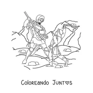 Imagen para colorear de David venciendo al gigante Goliat de la Biblia