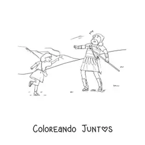 Imagen para colorear de David derrotando a Goliat el gigante