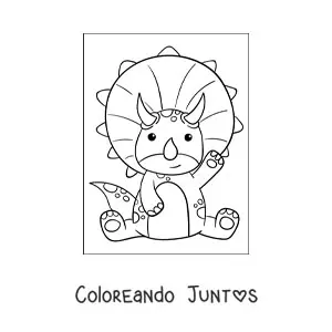 Imagen para colorear de triceratops bebé kawaii