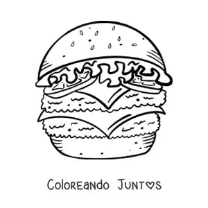 Imagen para colorear de una hamburguesa doble