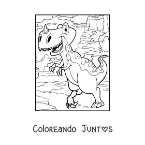 Imagen para colorear de dinosaurio terrestre bípedo con un cuerno