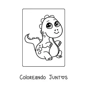 Imagen para colorear de dinosaurio bebé carnívoro en su hábitat