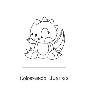 Imagen para colorear de dinosaurio bebé tierno sentado