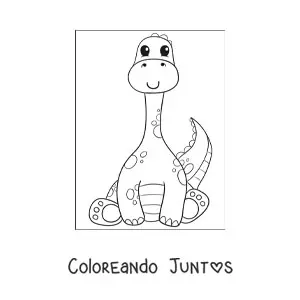 Imagen para colorear de dinosaurio bebé tierno de cuello largo sentado