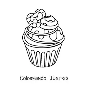 Imagen para colorear de un cupcake con corazón