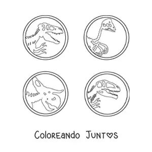 Imagen para colorear de fósiles de dinosaurios