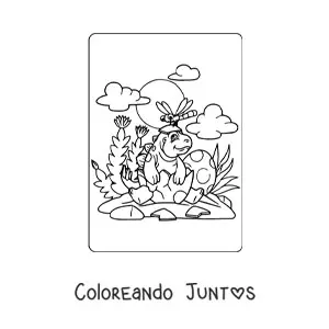 Imagen para colorear de dinosaurio recién nacido en un huevo