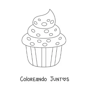Imagen para colorear de un cupcake con glaseado