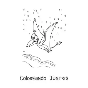 Imagen para colorear de dinosaurio volador en caricatura