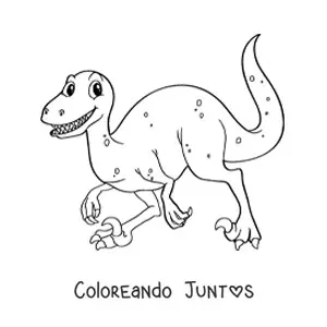 Imagen para colorear de velociraptor animado